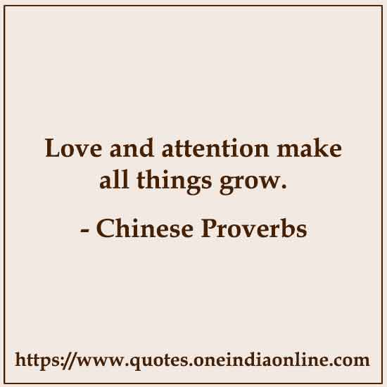 Love and attention make all things grow.

Chinese Proverbs About Love