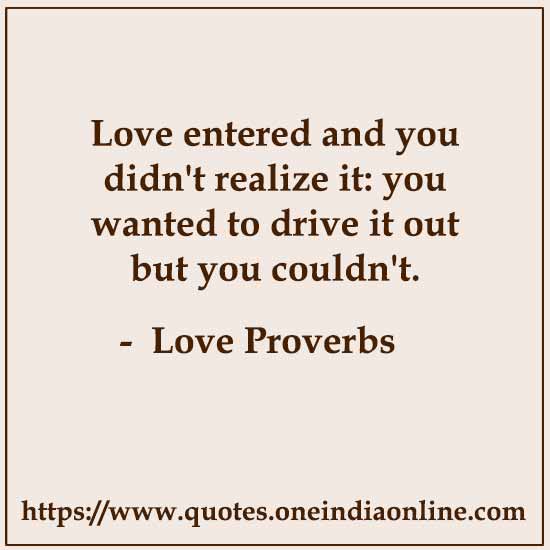 Love entered and you didn't realize it: you wanted to drive it out but you couldn't.

 About Love