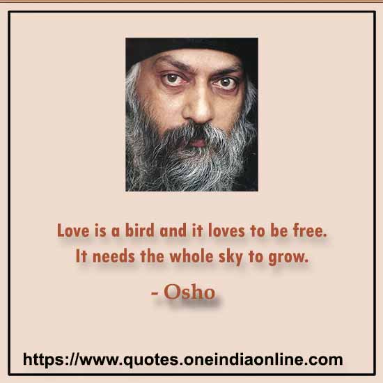Love is a bird and it loves to be free. It needs the whole sky to grow.