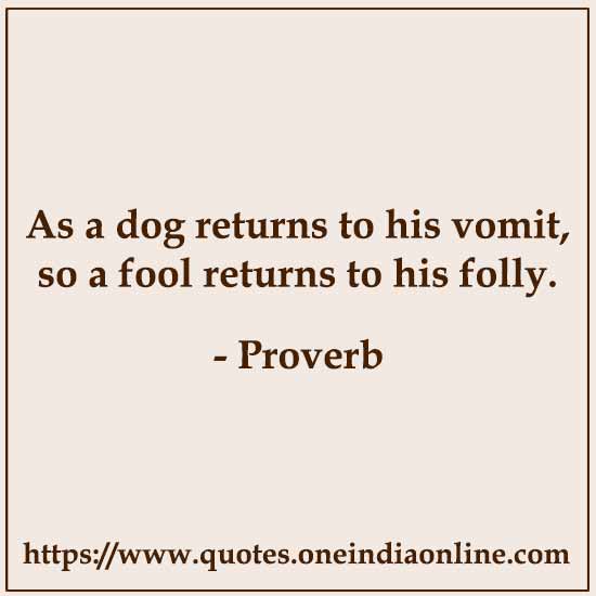 As a dog returns to his vomit, so a fool returns to his folly.