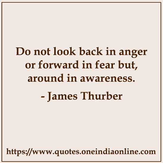 Do not look back in anger or forward in fear but, around in awareness.

- James Thurber