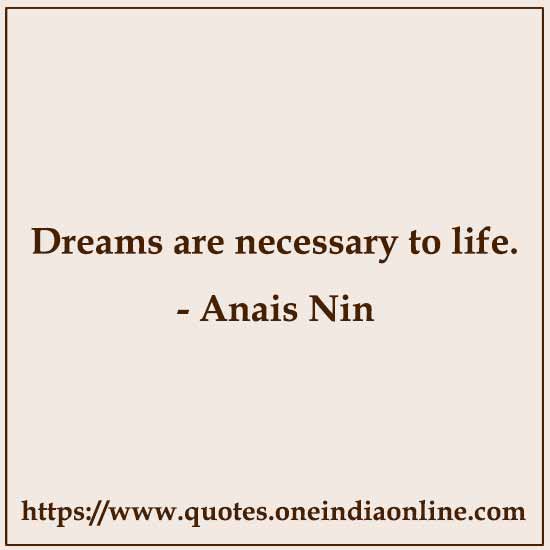 Dreams are necessary to life. 

- Anais Nin