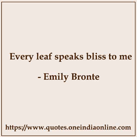 Every leaf speaks bliss to me

- Emily Brontë