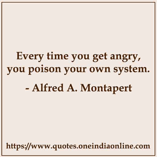 Every time you get angry, you poison your own system.

- Alfred A. Montapert