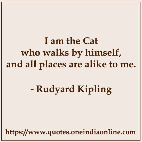 I am the Cat who walks by himself, and all places are alike to me. 

- Rudyard Kipling