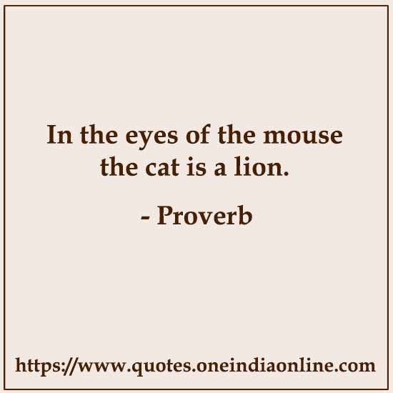 In the eyes of the mouse the cat is a lion.