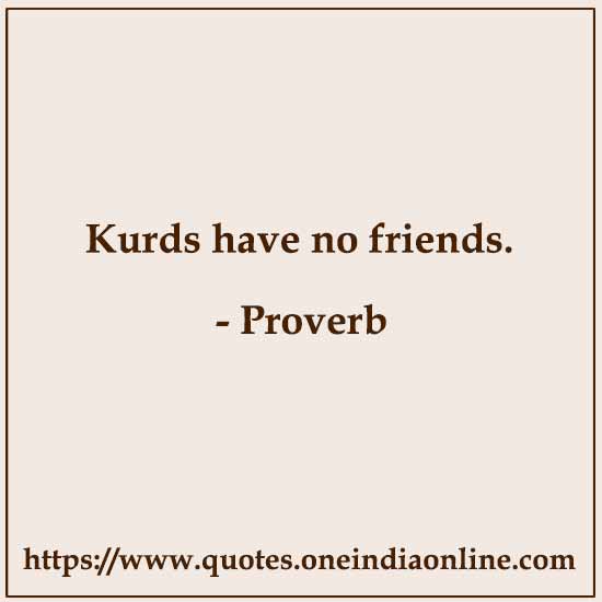Kurds have no friends.

Kurdish Proverbs