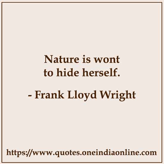 Nature is wont to hide herself.

- Frank Lloyd Wright Quotes