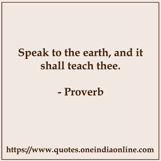 Speak to the earth, and it shall teach thee.