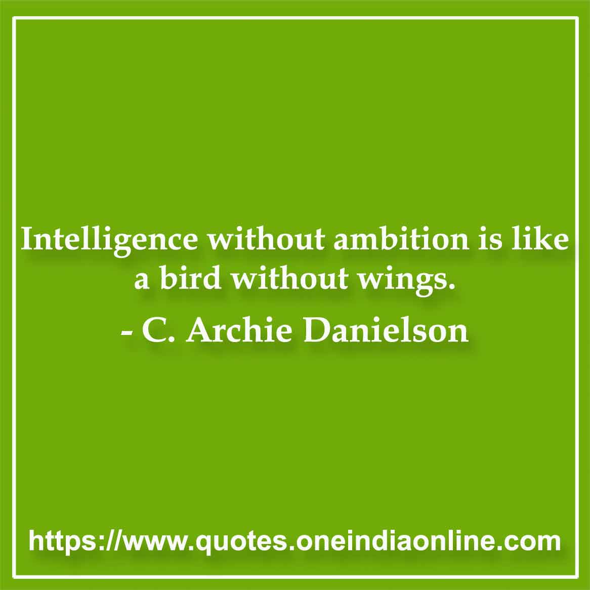 Intelligence without ambition is like a bird without wings. 

- C. Archie Danielson