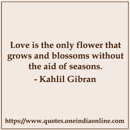 Love is the only flower that grows and blossoms without the aid of seasons.

-  Kahlil Gibran
