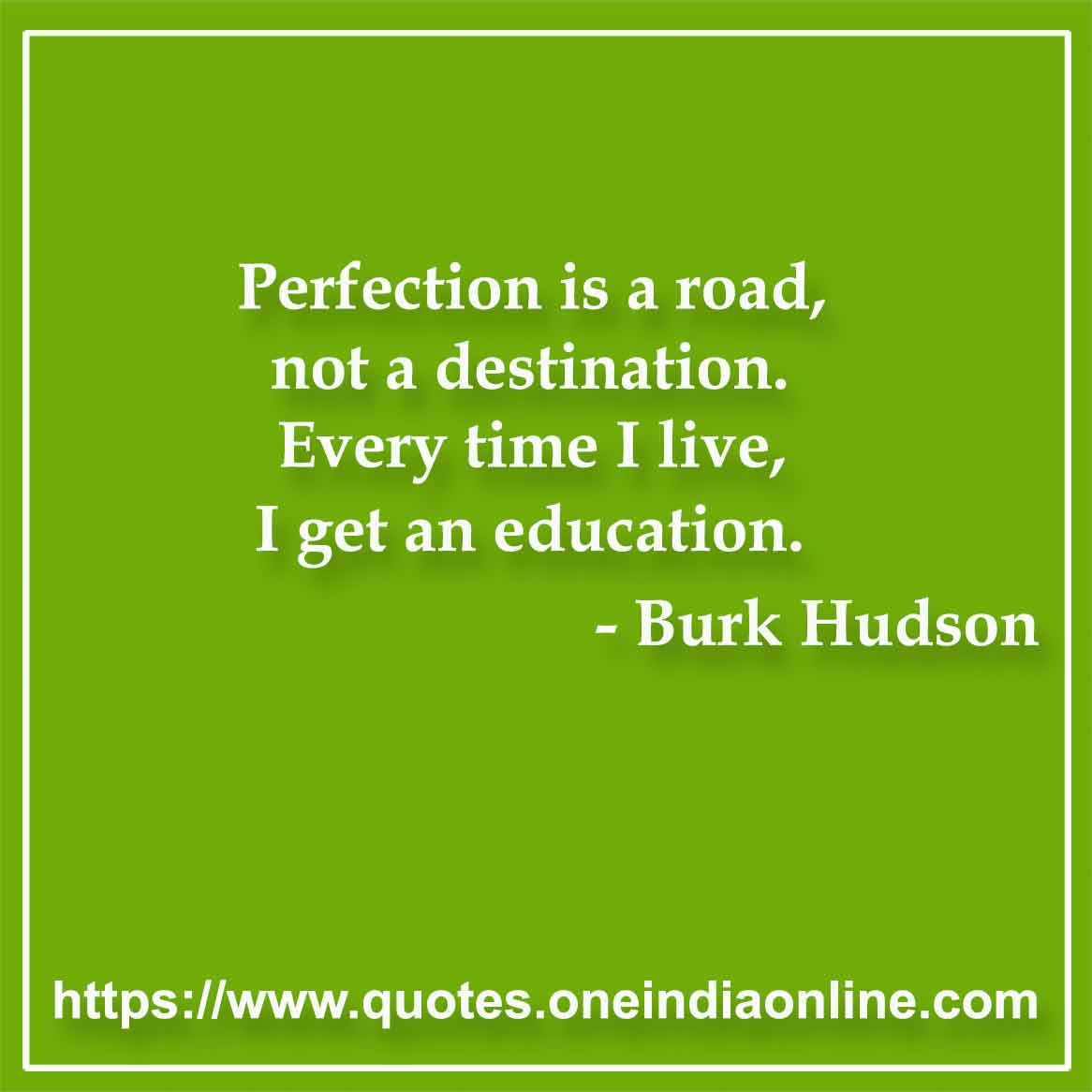 Perfection is a road, not a destination. Every time I live, I get an education. 

- Perfection Quotes by Burk Hudson 