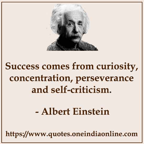 Success comes from curiosity, concentration, perseverance and self-criticism.
